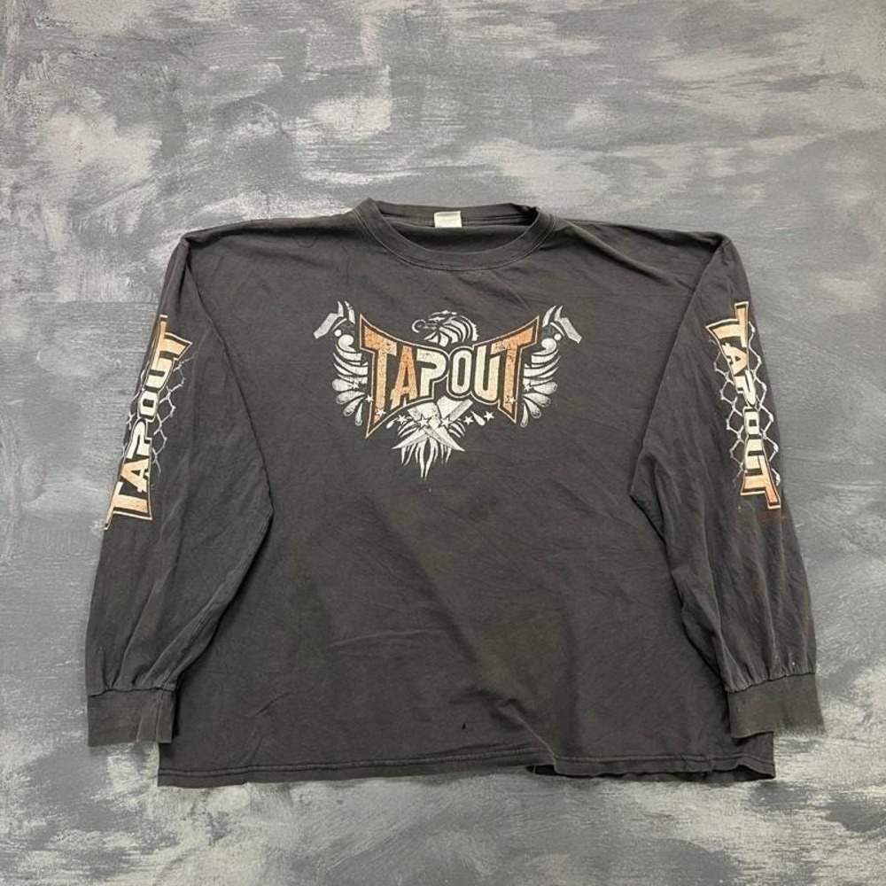 Vintage Tapout MMA Shirt Mens XXL Black 2000s Y2K Longβ Sleeve Faded